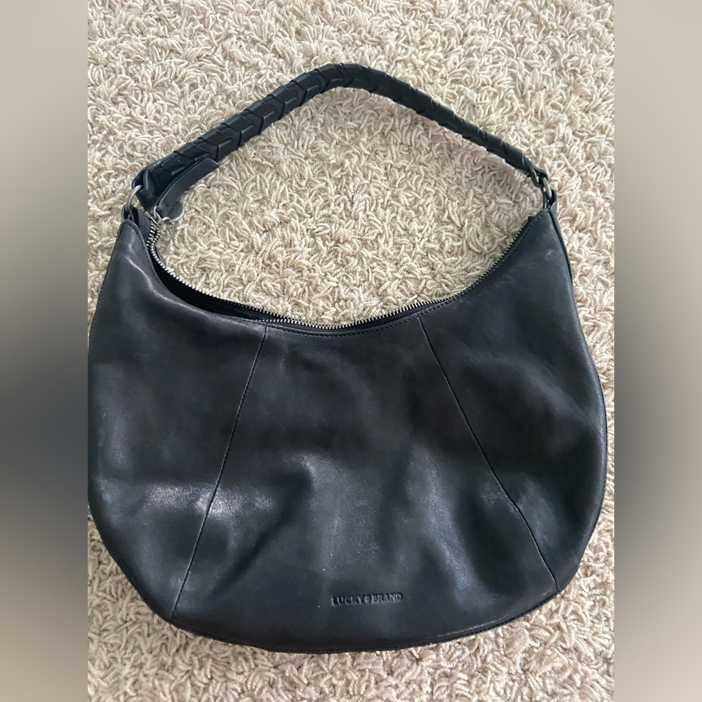 Lucky brand black shoulder bag with braided strap